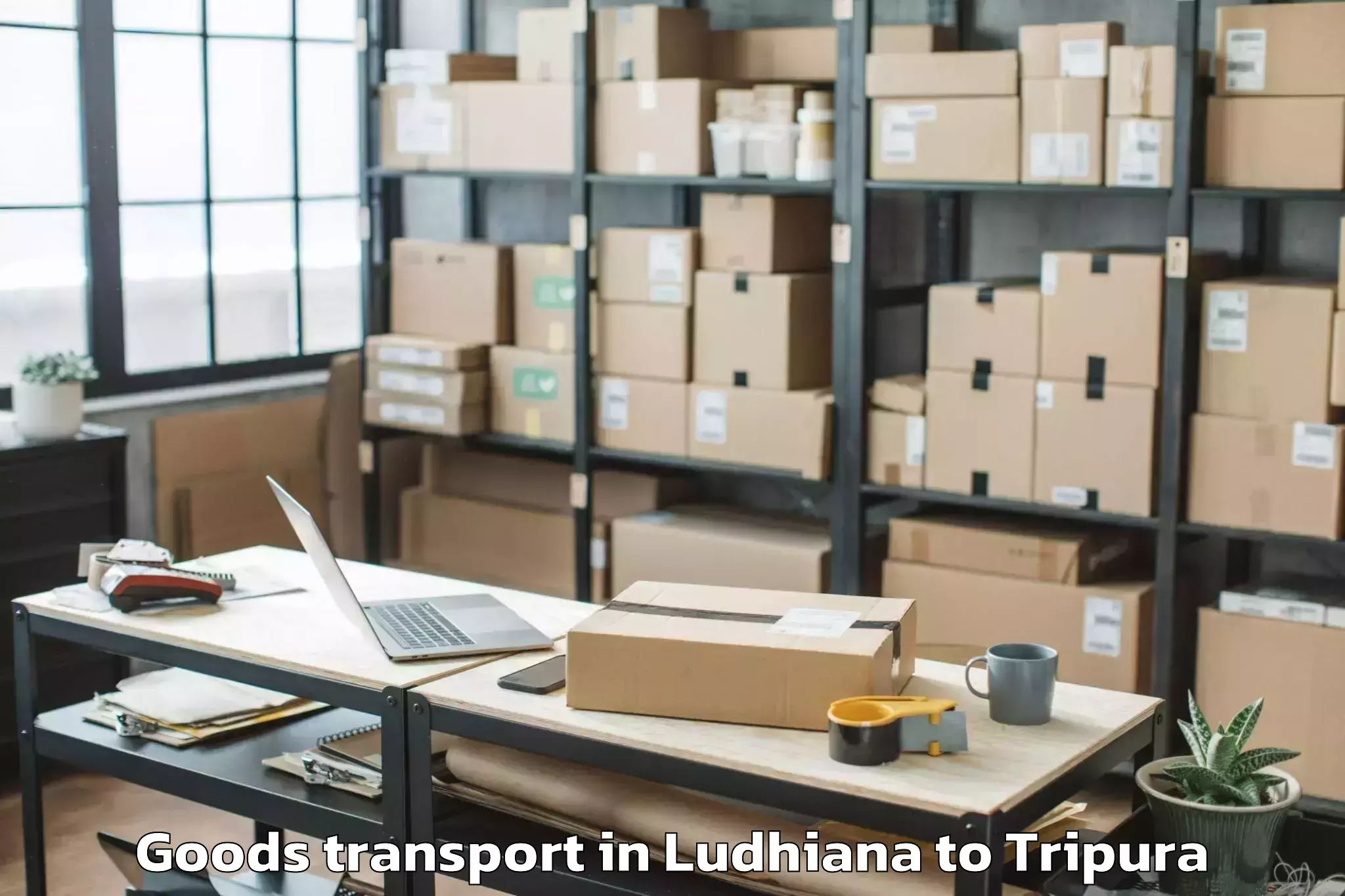 Book Your Ludhiana to Manughat Goods Transport Today